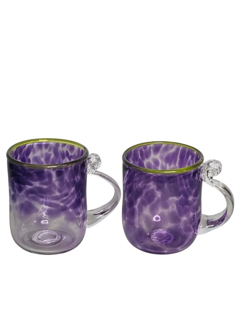 2 Vtg 1994 Signed Hand Blown Art Glass Mugs Pacific Northwest Studio Glass Polly - Picture 9 of 11